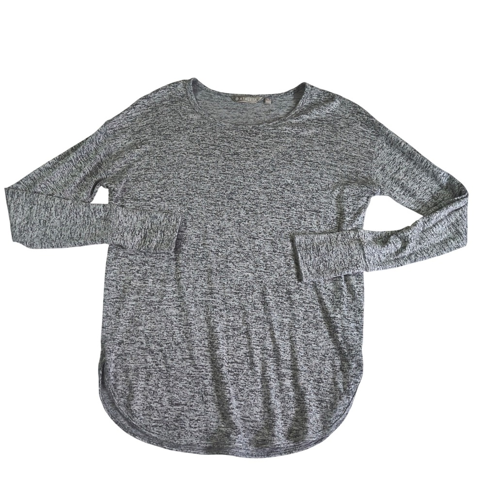 Athleta Gray Marled Long Sleeve Athletic Top Womens Medium Thumbhole Active